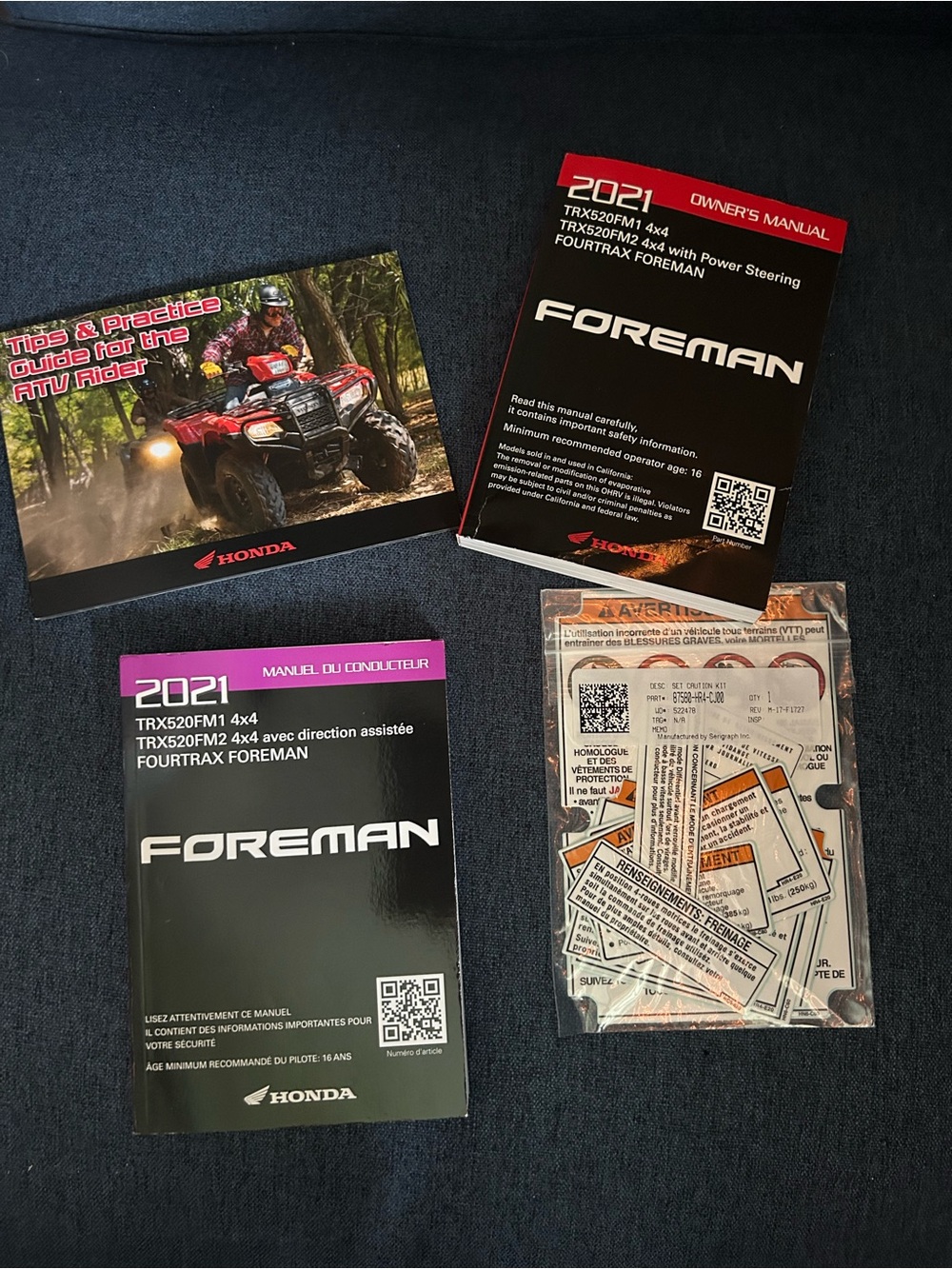 OEM HONDA 2021 TRX520FE2 FOURTRAX FOREMAN ES 4X4 OWNERS MANUAL complete set